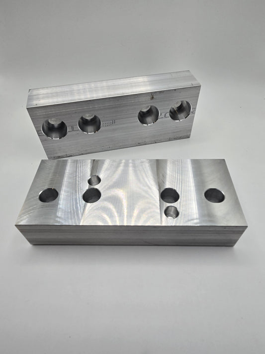 6061 Softjaws for 5th Axis Vises, with lLocating Bore.  Set of 2 (4)